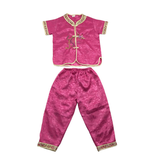 Kuailebaobei Pink Silk-like Blouse and Trousers Age 5