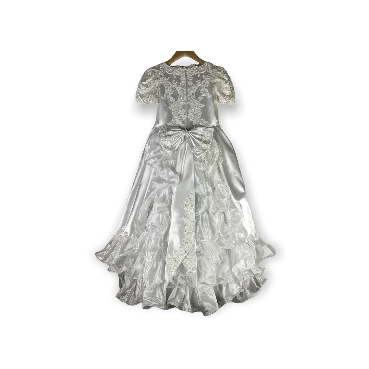 Little People White Pearl Sequin and Lace Formal Dress Age 8-9