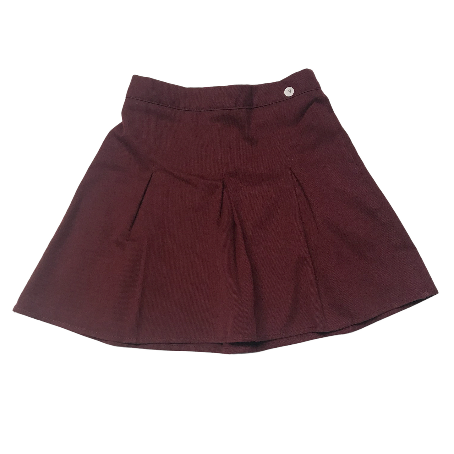 Burgundy School Skirt with Thin Waistband and pleats