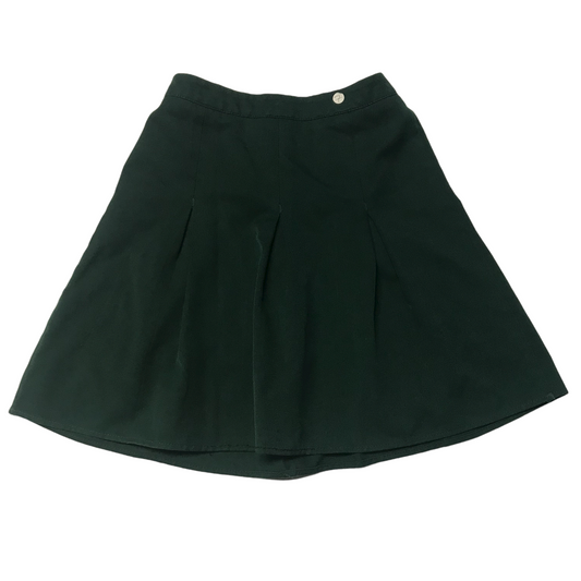 Green School Skirt with Thin Waistband and pleats