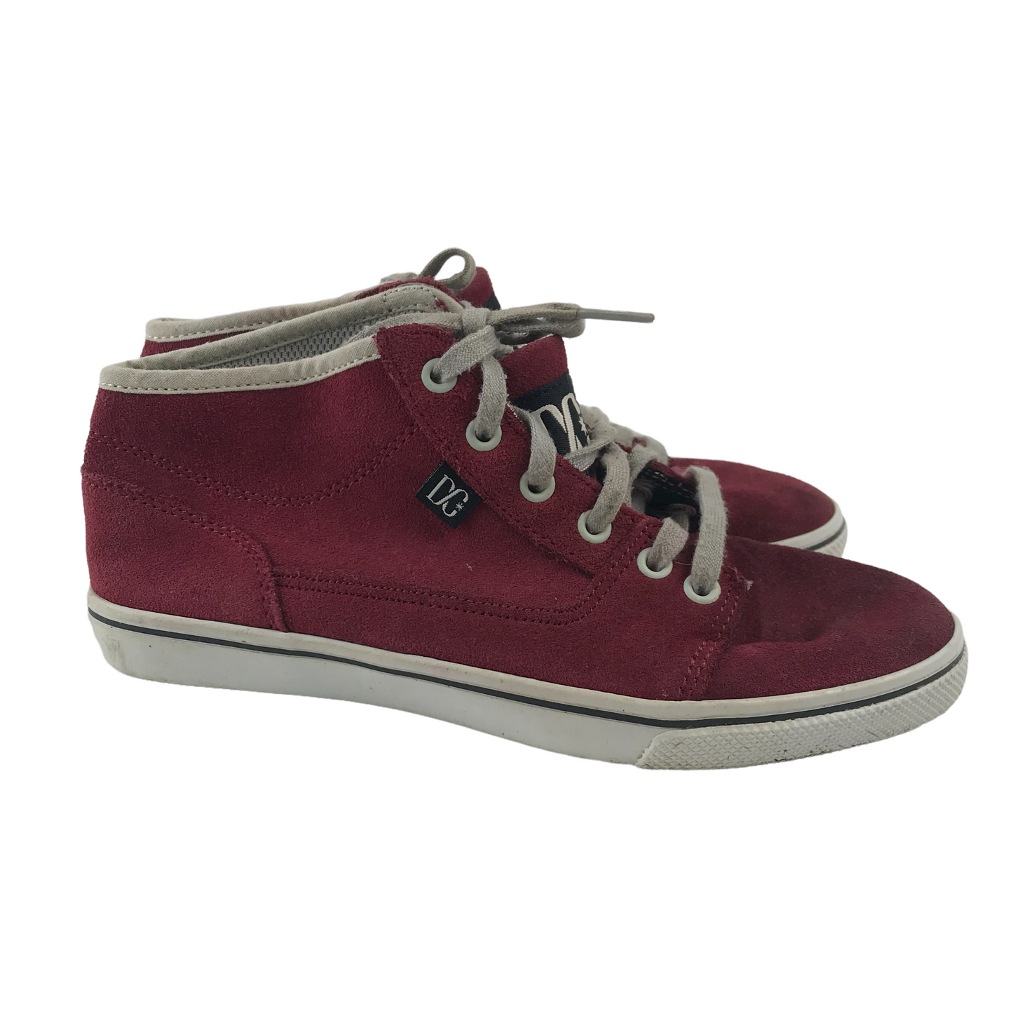 DC Burgundy Leather High Tops Trainers Shoe Size 3