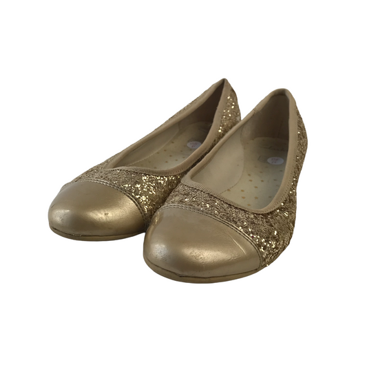 Clarks Golden Sparkly Ballerina Shoes Shoe Size 13F (jr)