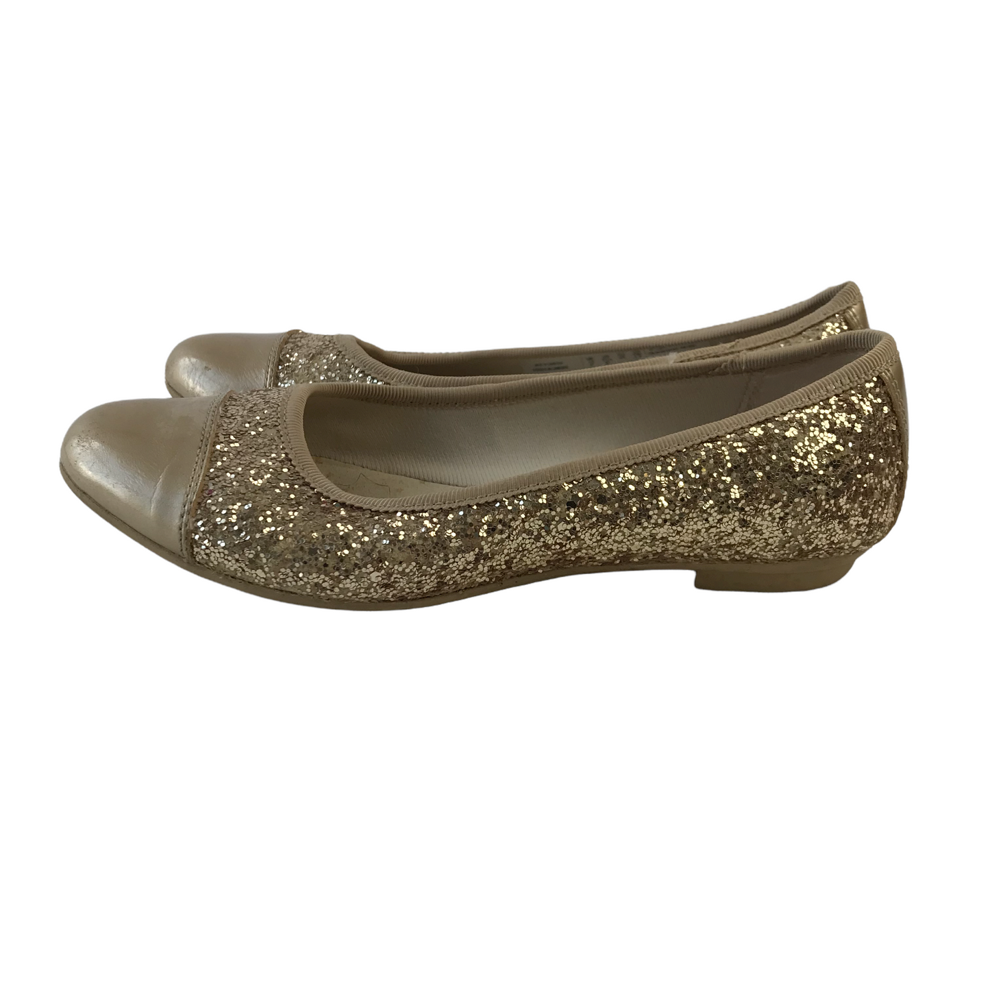 Clarks Golden Sparkly Ballerina Shoes Shoe Size 13F (jr)