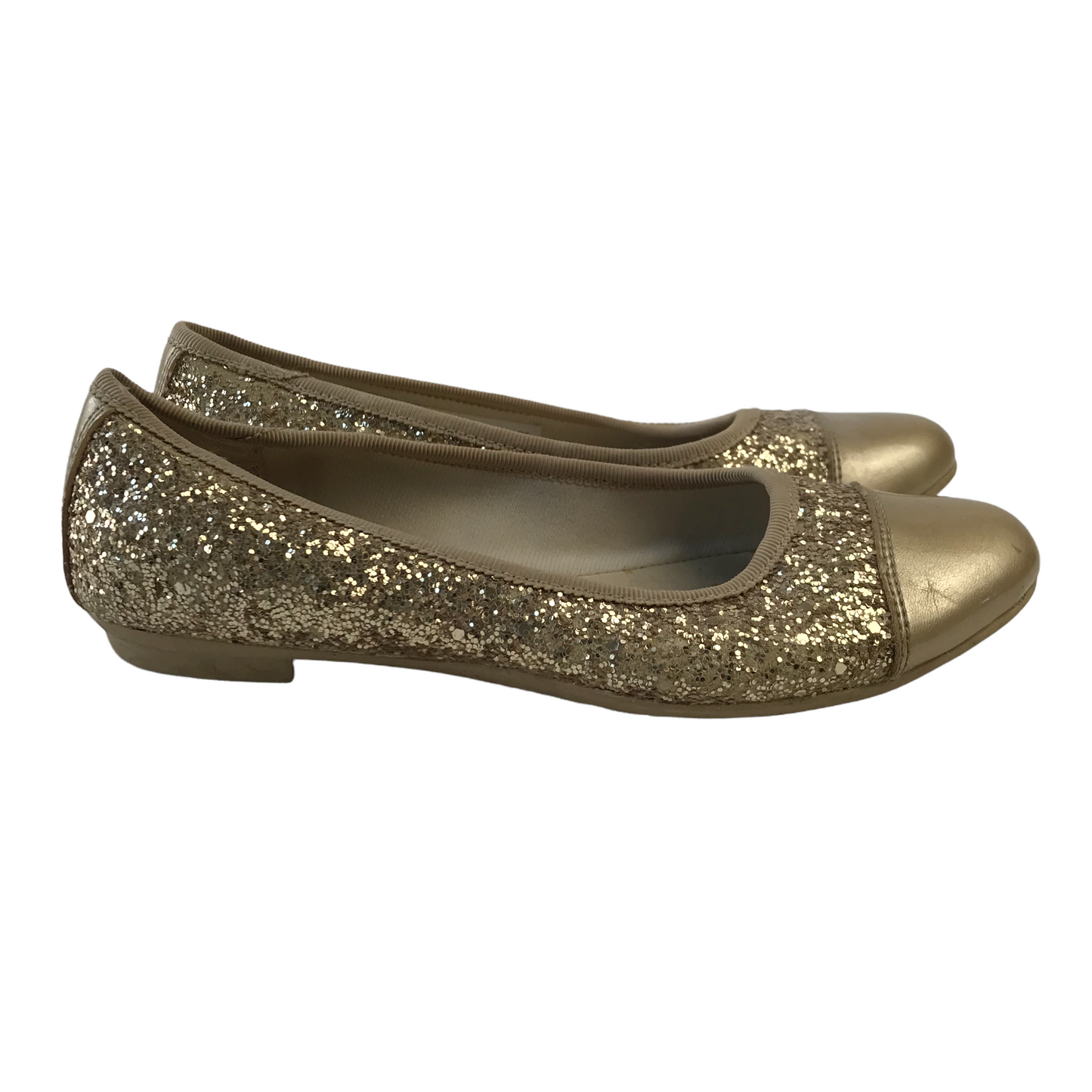 Clarks Golden Sparkly Ballerina Shoes Shoe Size 13F (jr)