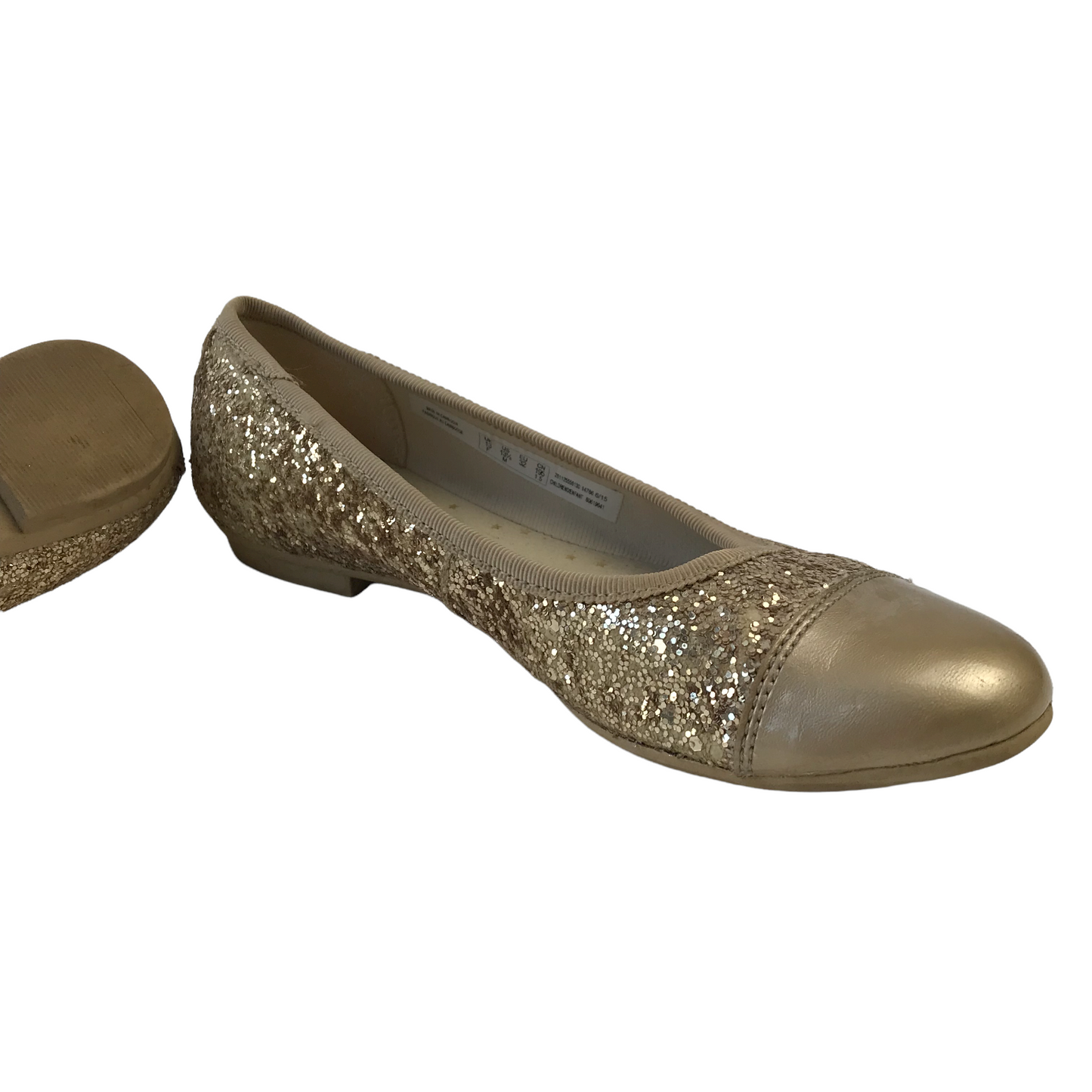 Clarks Golden Sparkly Ballerina Shoes Shoe Size 13F (jr)