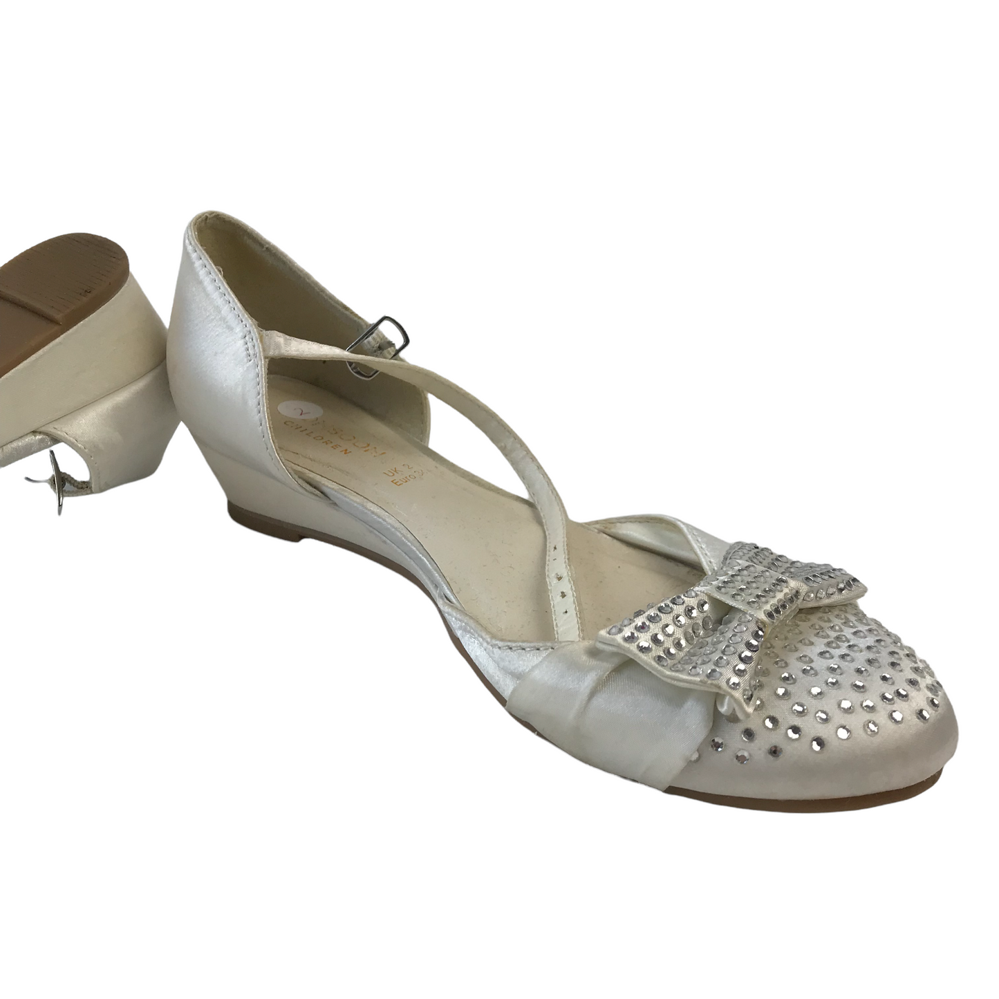 Monsoon White Sandals with Gem Stones and Bowties Shoe Size 2