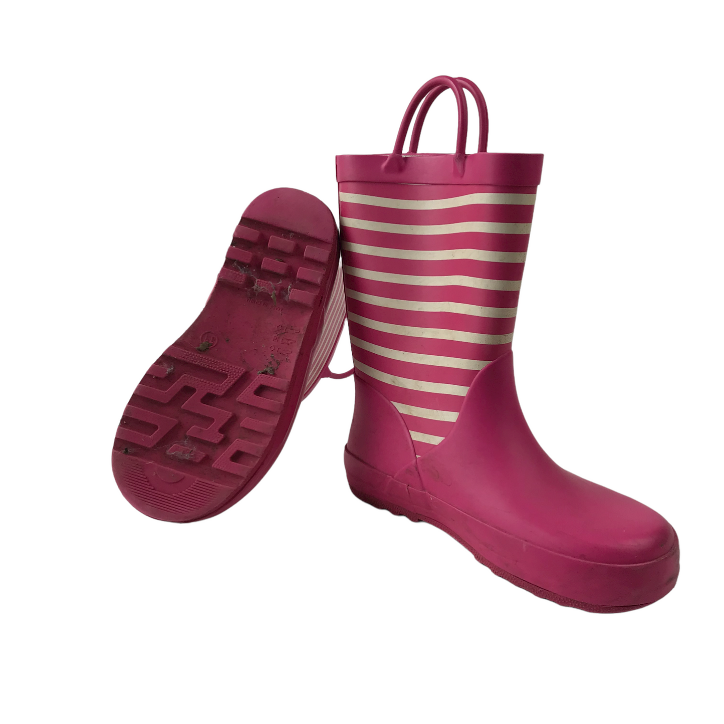 M&S Pink and White Stripy Wellies Shoe Size 11 (jr)