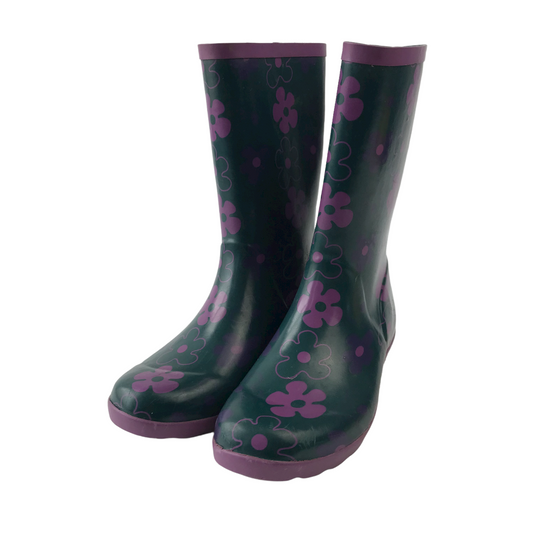 Clarks Navy and Purple Floral Wellies Shoe Size 1.5