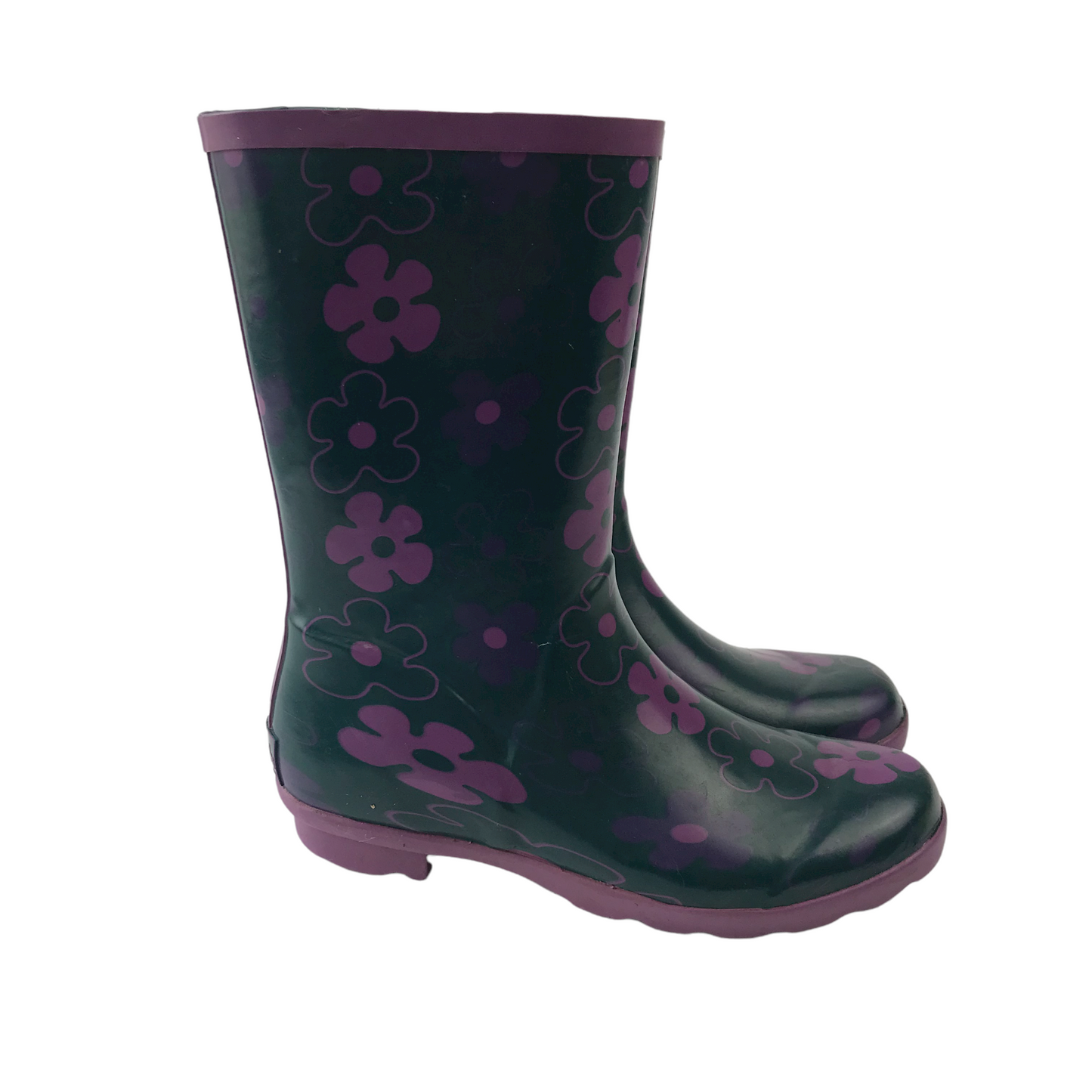 Clarks Navy and Purple Floral Wellies Shoe Size 1.5