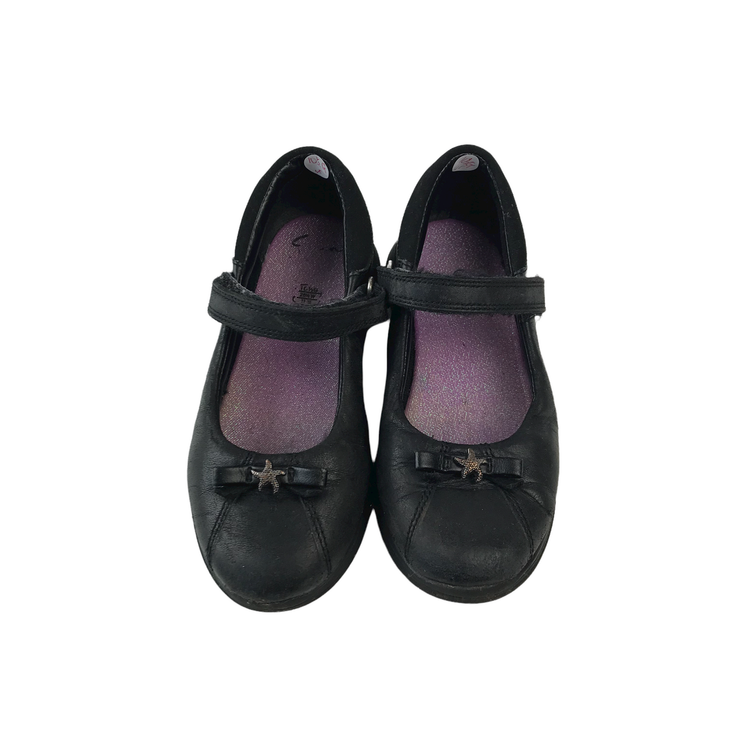 Clarks Black School Pumps with Starfish Bow Shoe Size 10.5G (jr)