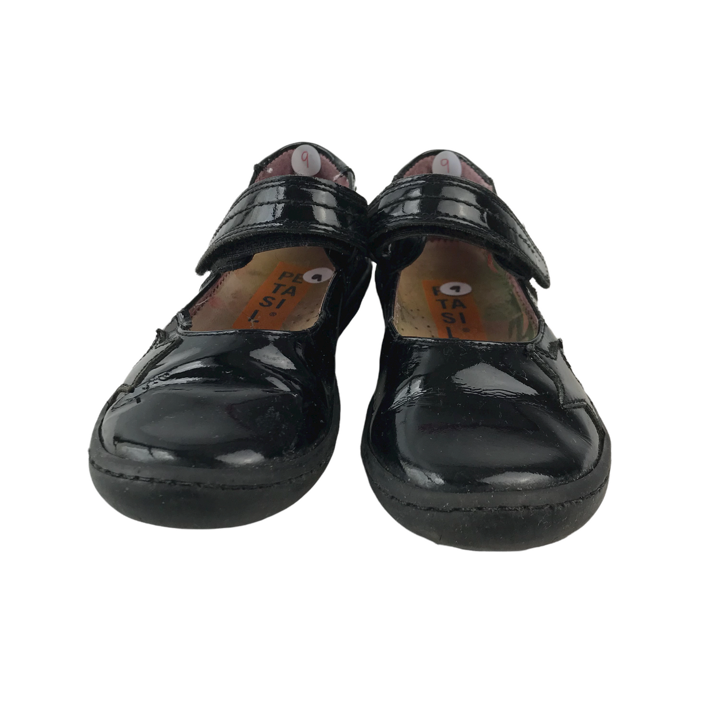 Petasil Black School Pumps With Single Strap and Stars Shoe Size 9 (jr)