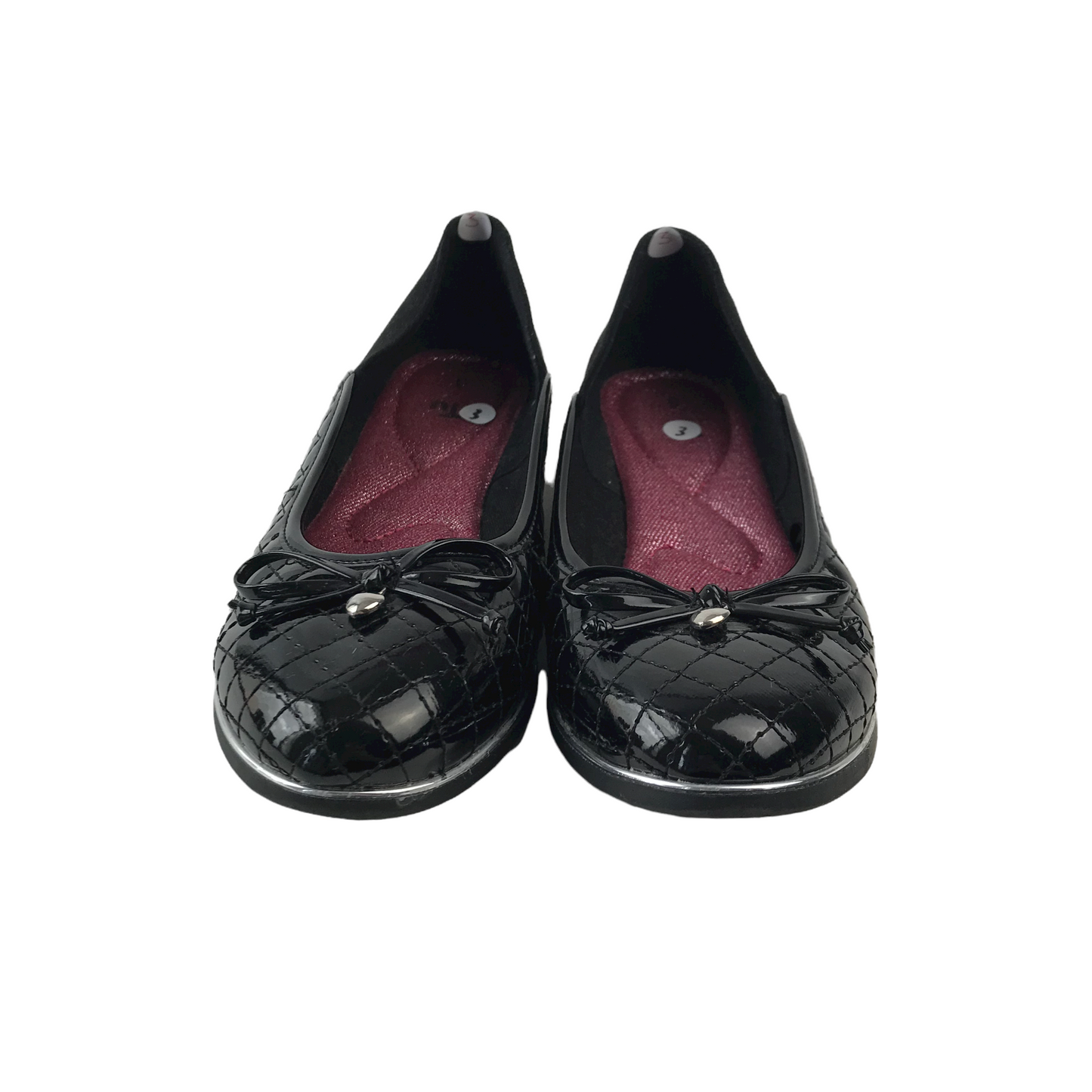 Tu Black Quilted School Pumps with Bowties Shoe Size 3