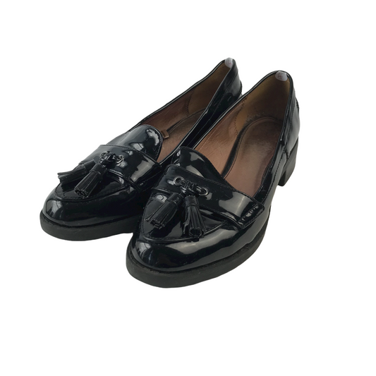 Next Black Loafer Shoes with Tassels Shoe Size 4