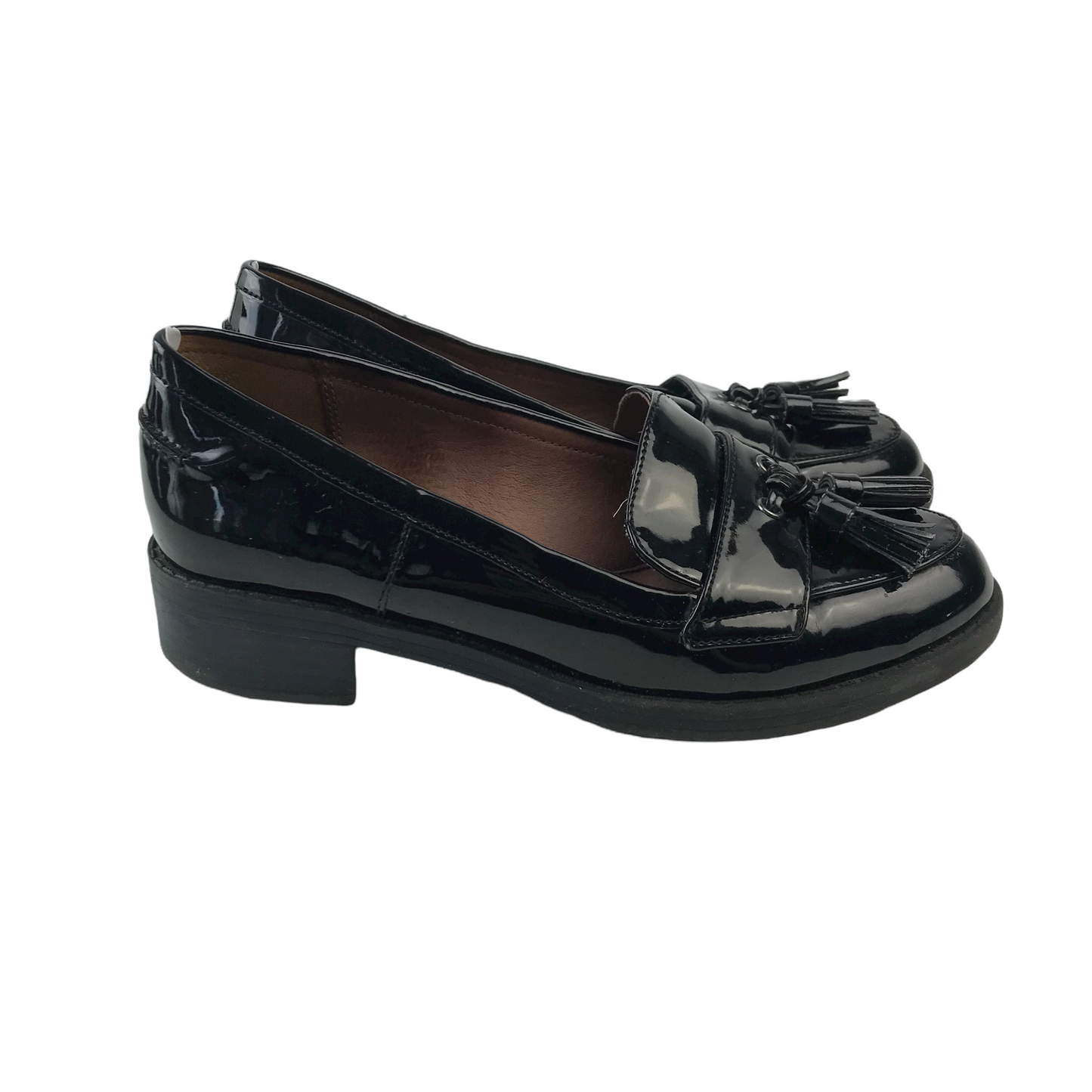 Next Black Loafer Shoes with Tassels Shoe Size 4