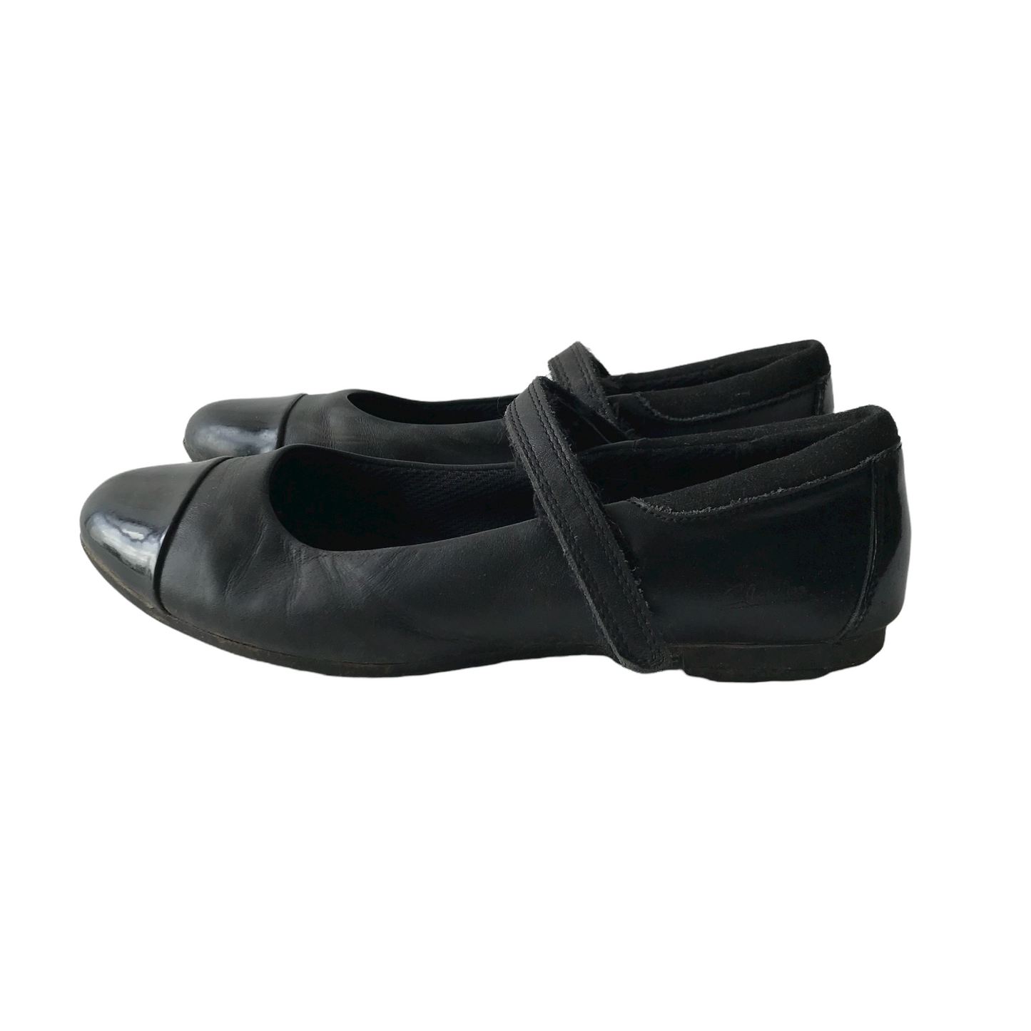 Clarks Black School Pumps with Single Strap Shoe Size 2.5F