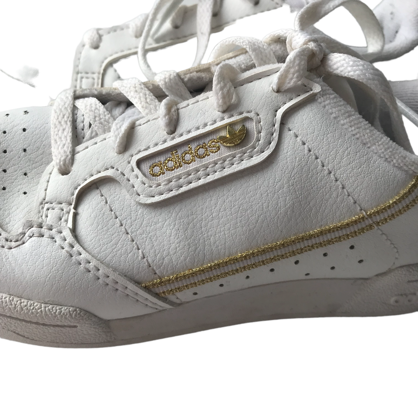 Adidas White and Gold detailed Trainers Size UK 12K junior