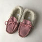 Pink Faux Fur Lined Loafer Slippers Shoe Size 11 (jr)