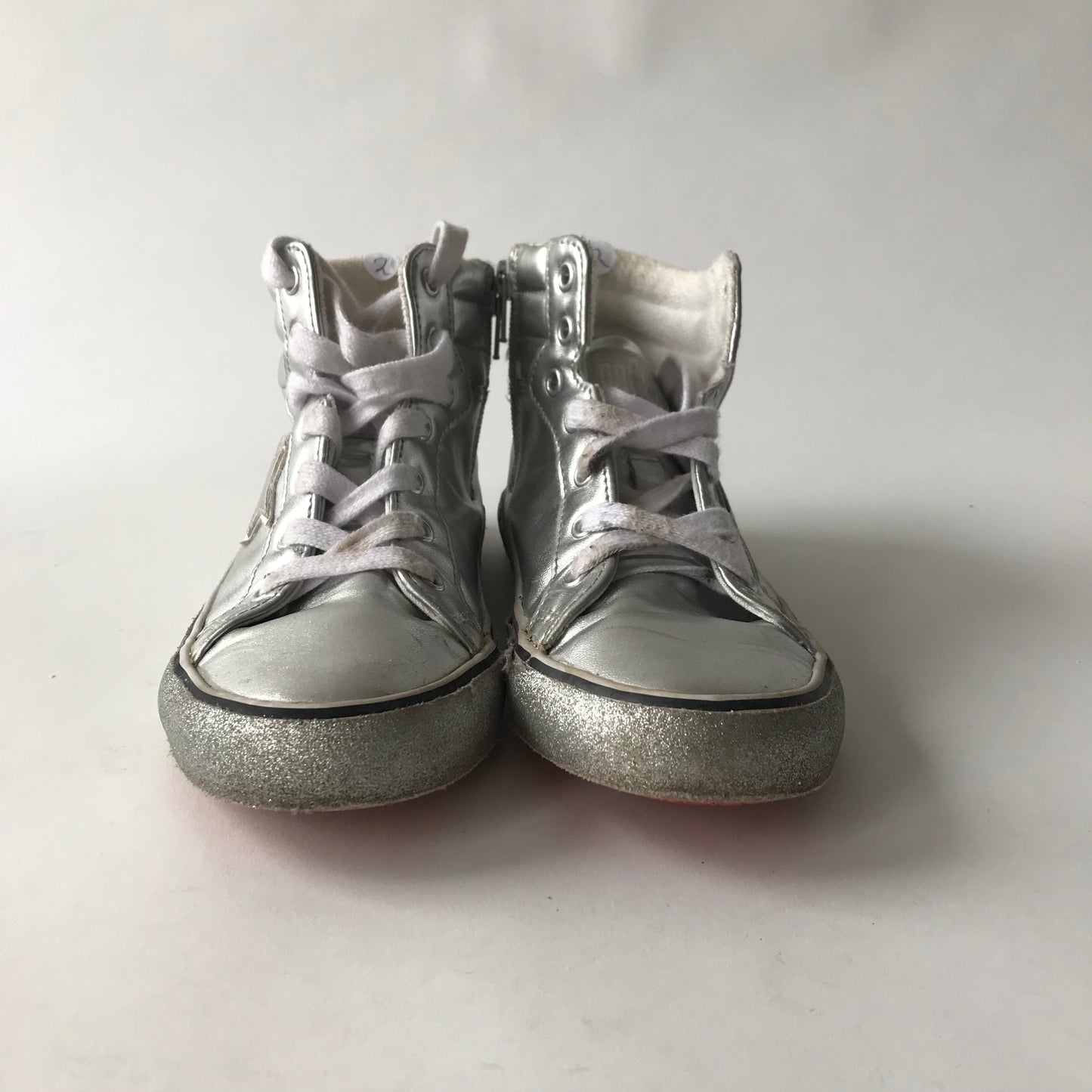 Silver High Tops Trainers Shoe Size 2