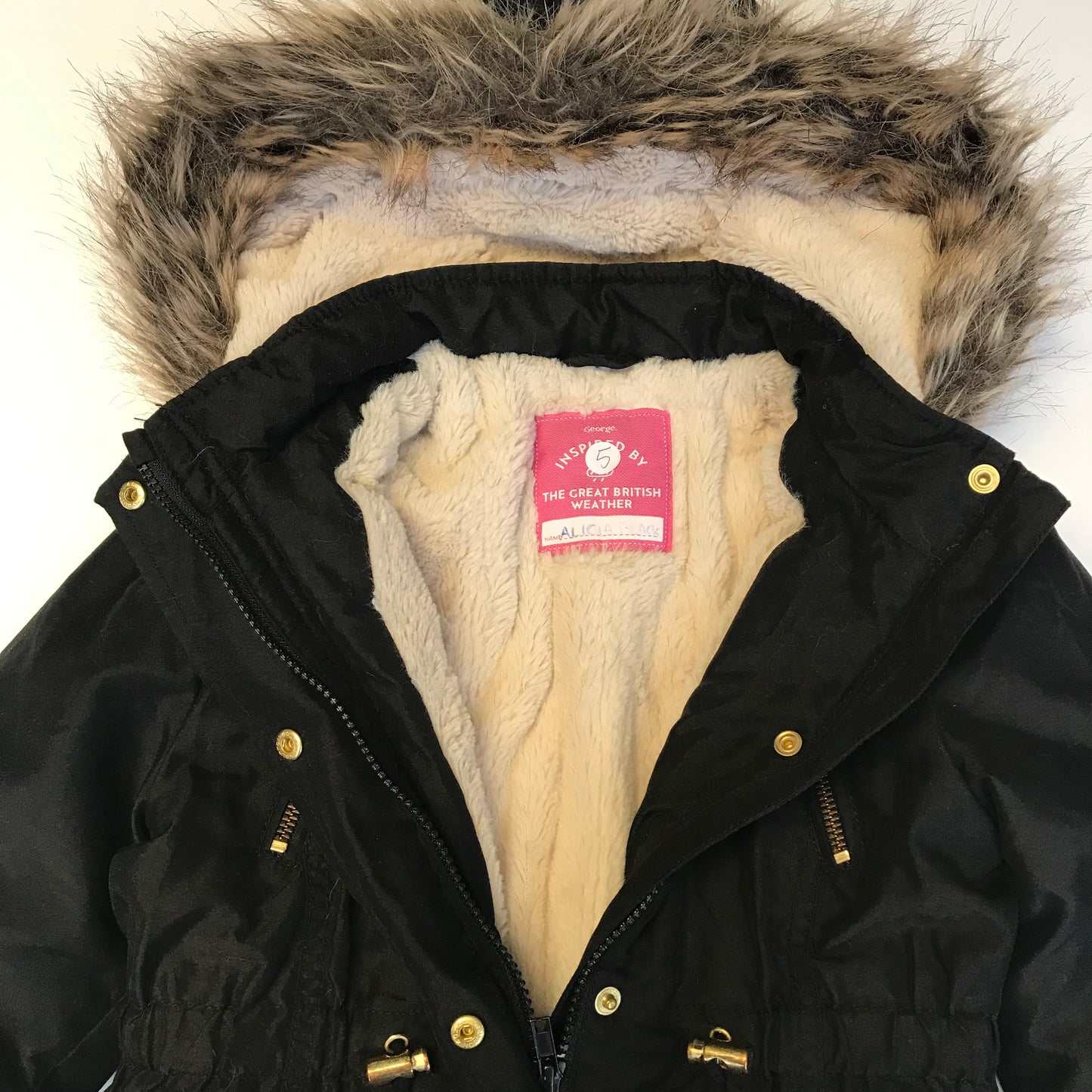 George Black Parka Jacket Age 5