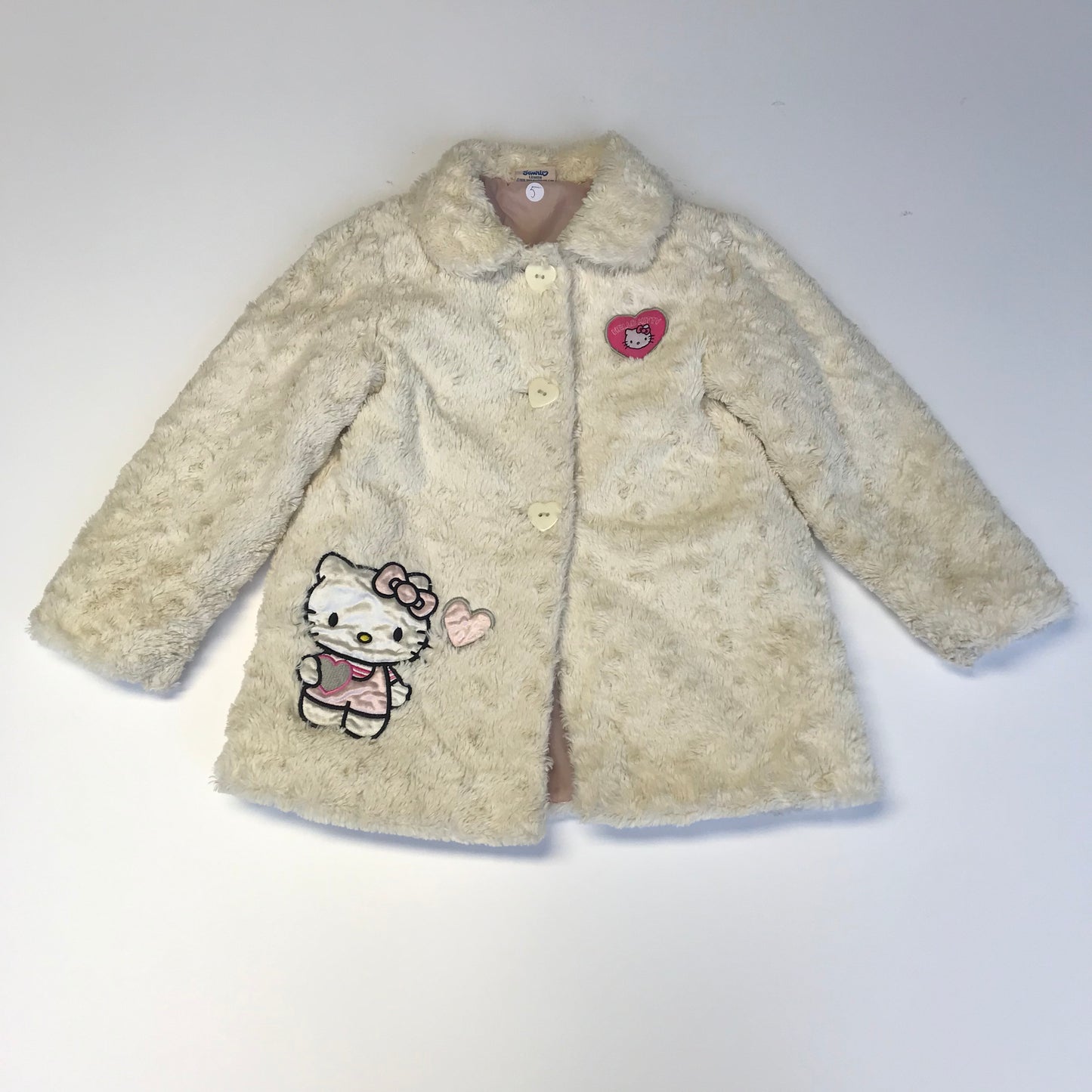 Hello Kitty White Faux Fur Coat Age 5