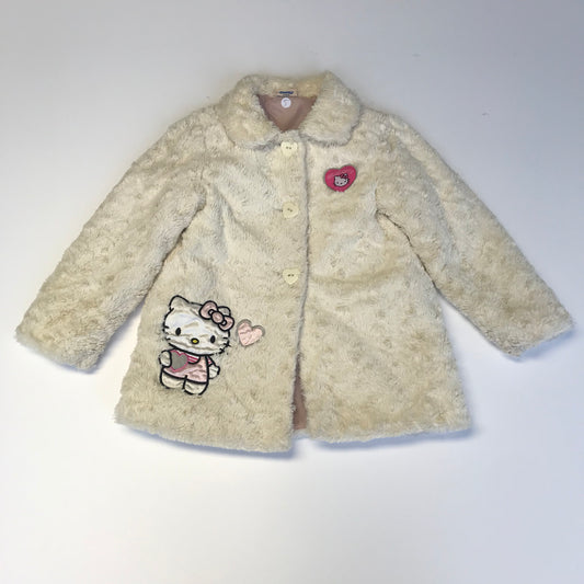 Hello Kitty White Faux Fur Coat Age 5