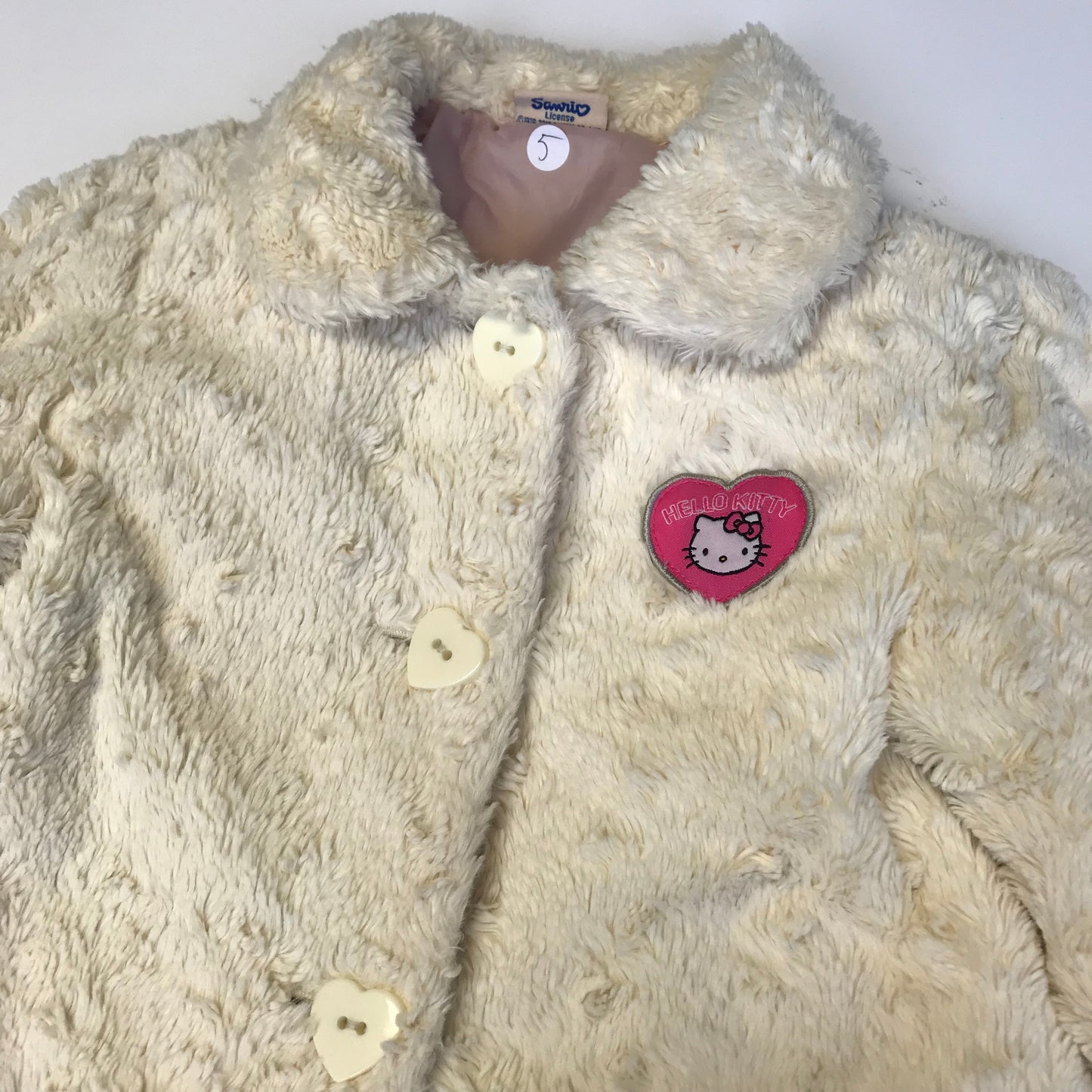 Hello Kitty White Faux Fur Coat Age 5