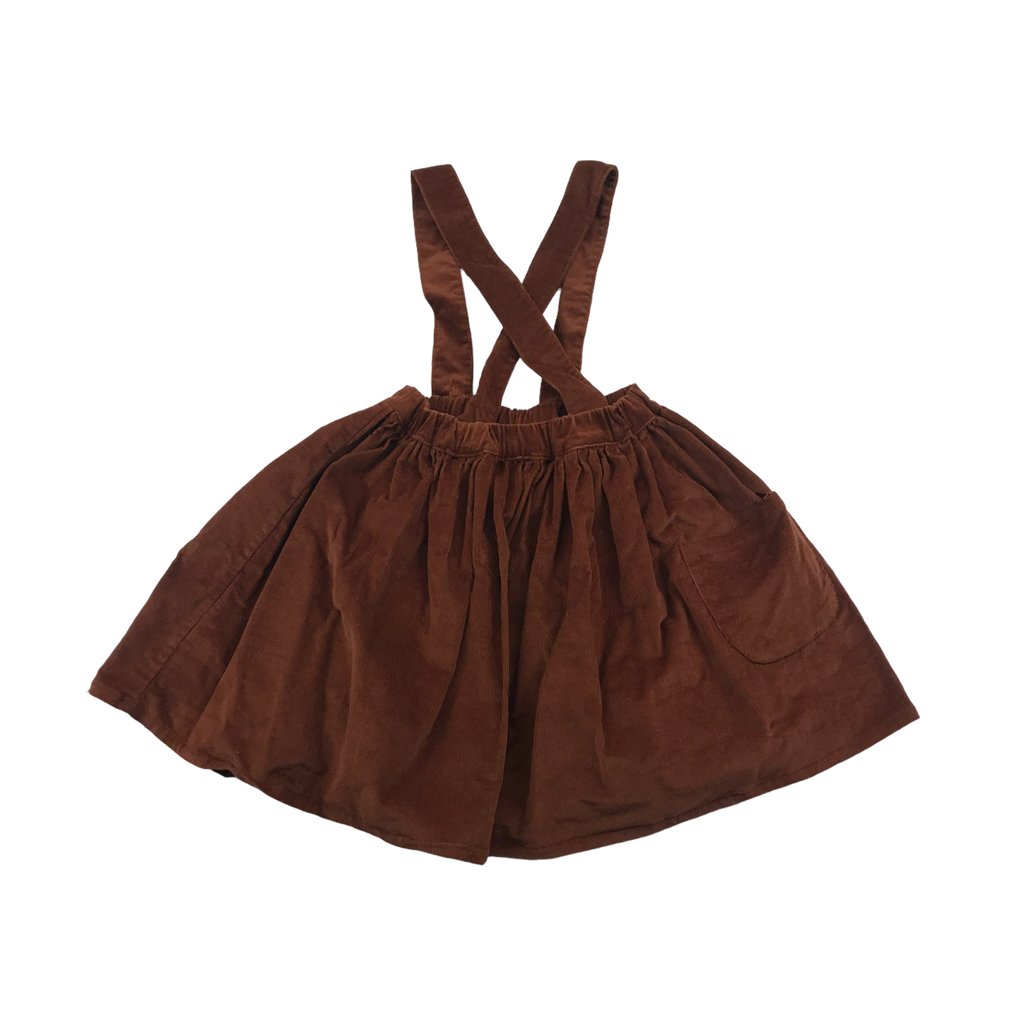 Milou&Pilou Brown Corduroy Skirt with Braces Age 4