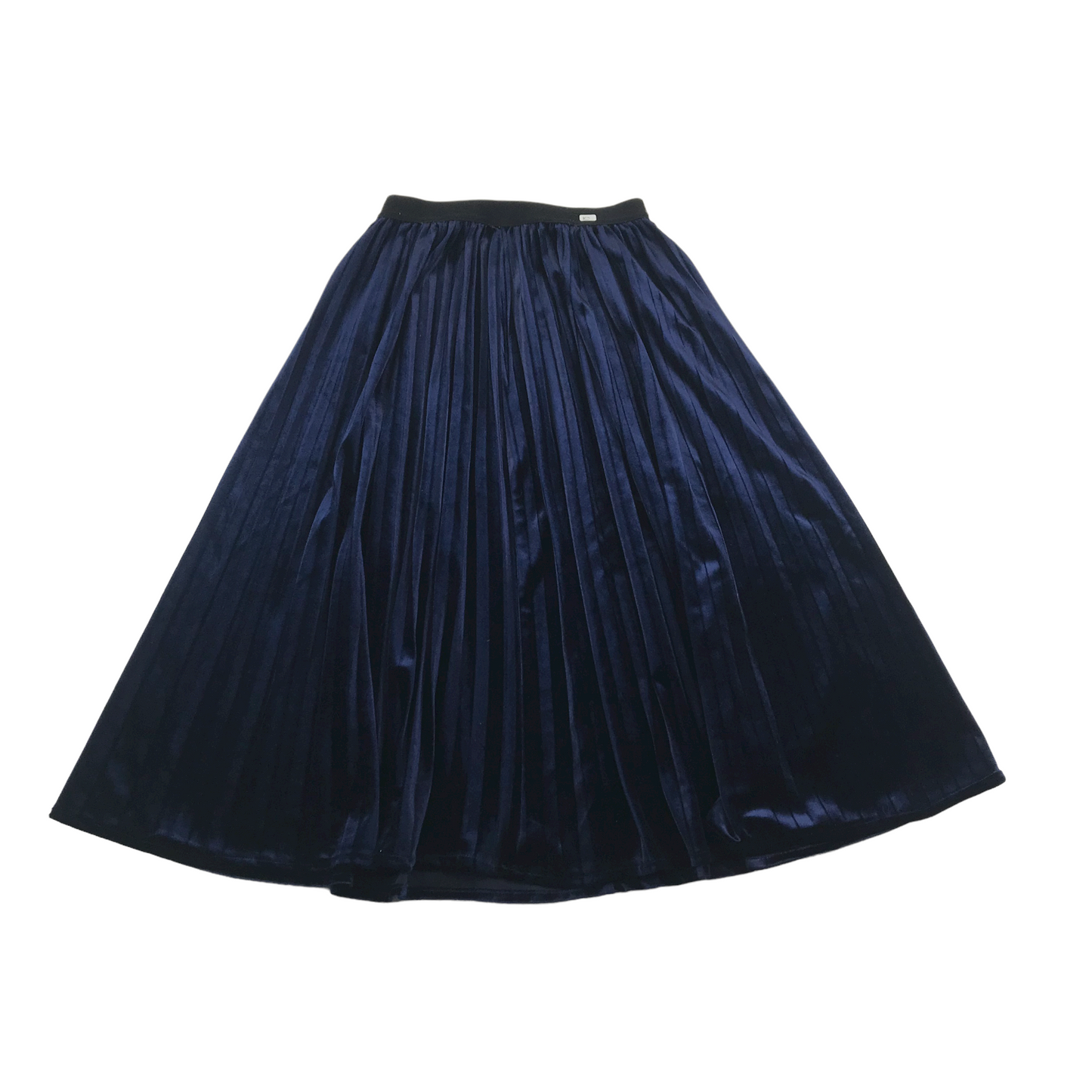 Mian Shu Shu Navy Blue Velvet Midi Skirt Age 10