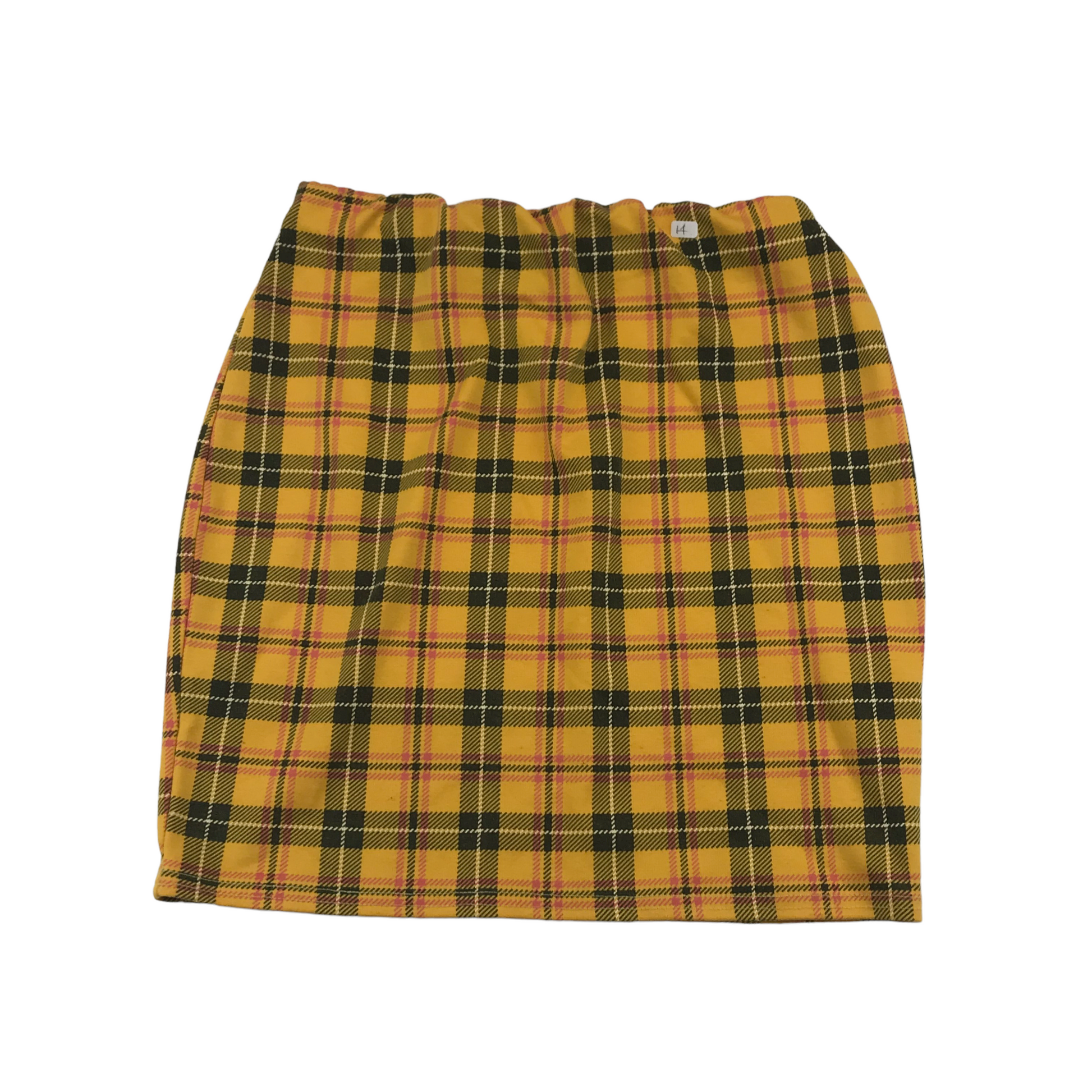 New Look Yellow Checked Mini Pencil Skirt Age 14 ApparelXchange CIC