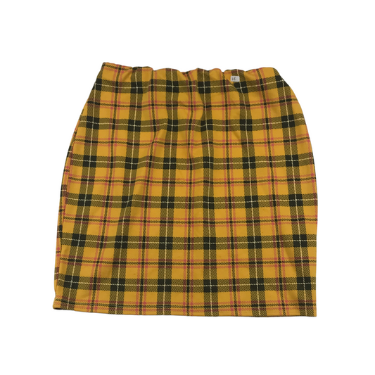 New Look Yellow Checked Mini Pencil Skirt Age 14