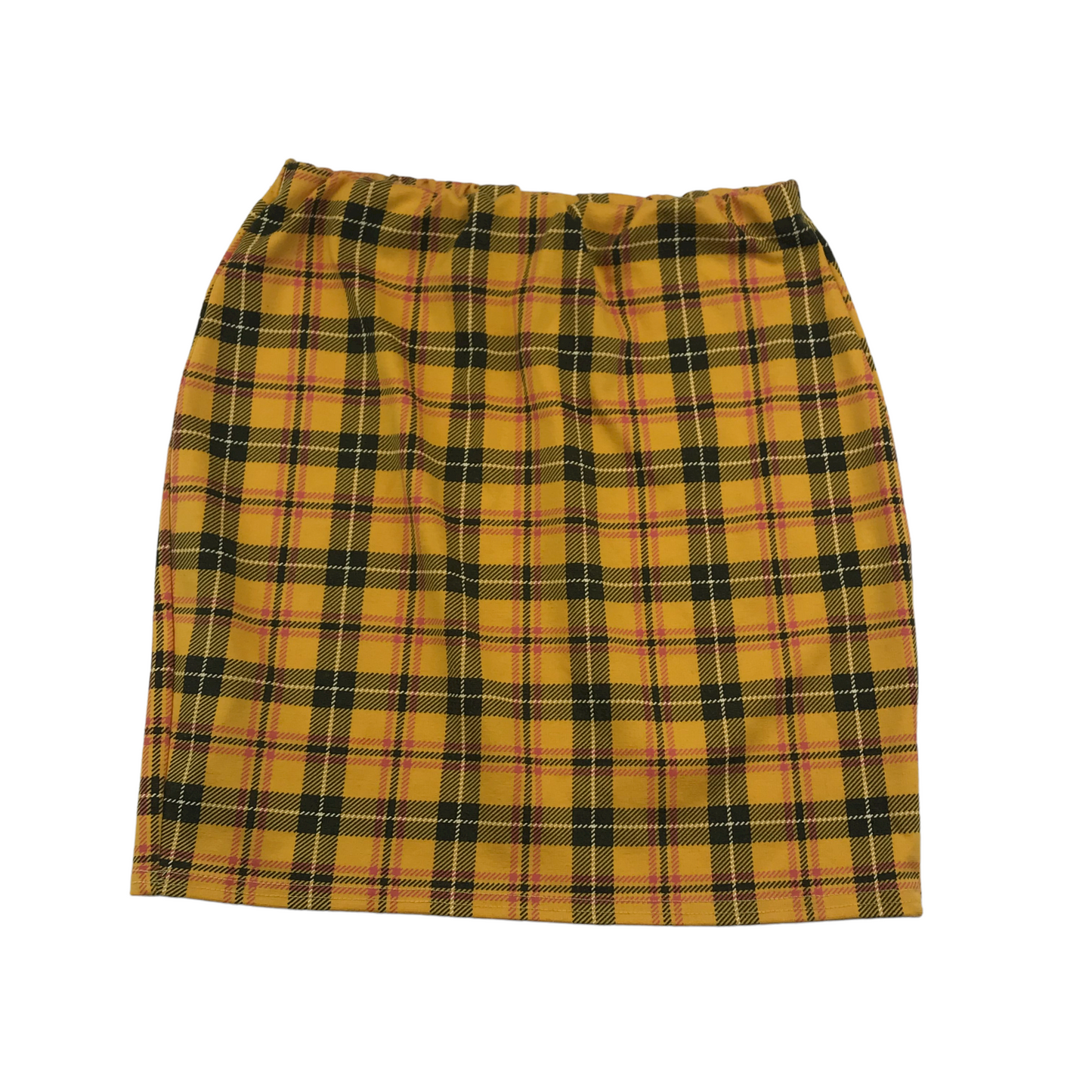 New Look Yellow Checked Mini Pencil Skirt Age 14