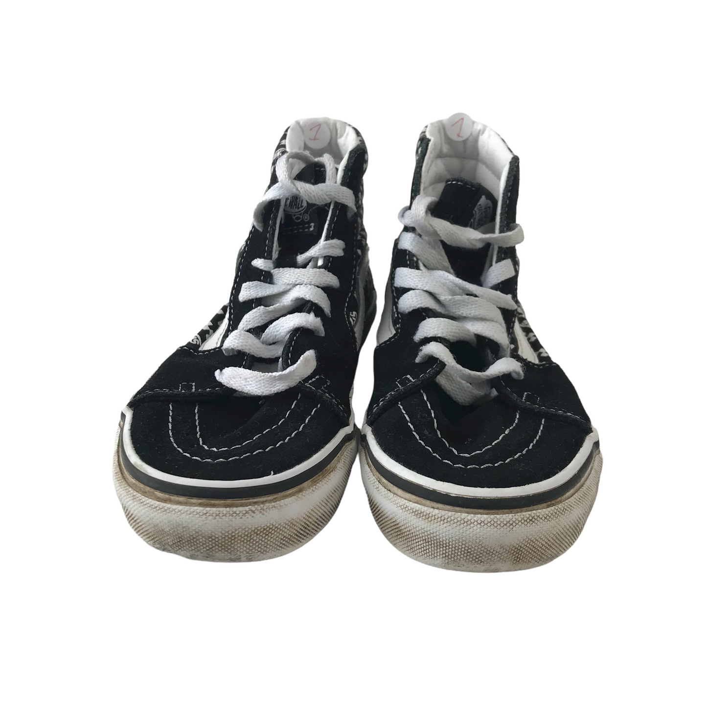 Vans Black and White High Tops Trainers Shoe Size 1
