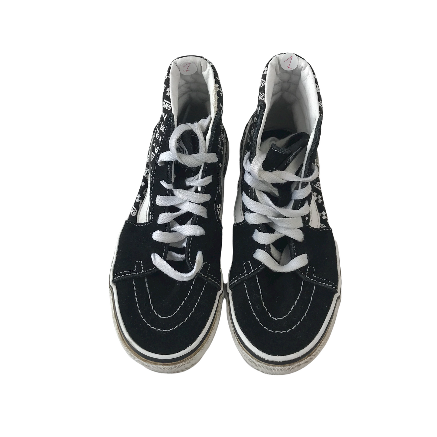 Vans Black and White High Tops Trainers Shoe Size 1