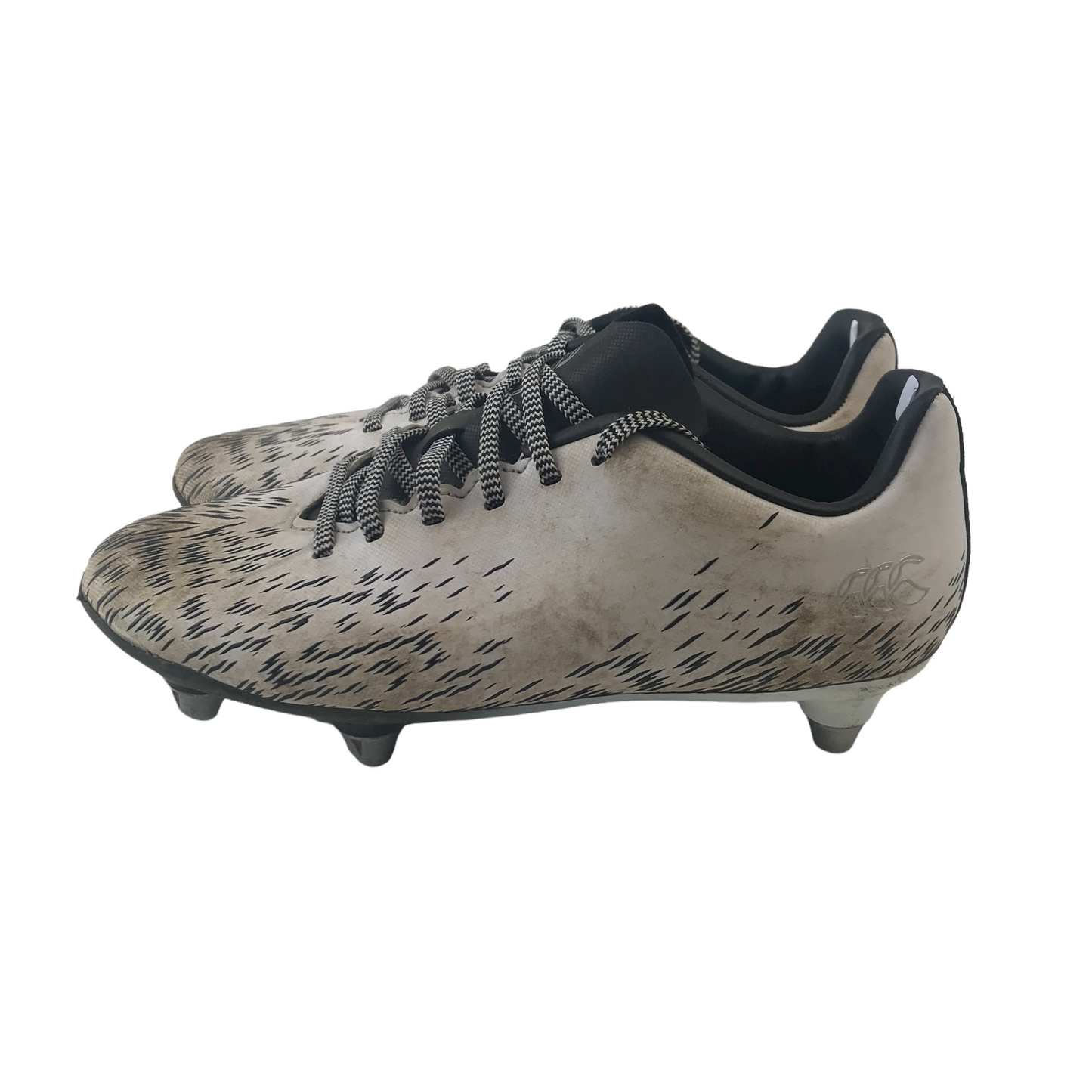 Canterbury White and Black Pattern Rugby Boots Shoe Size 2