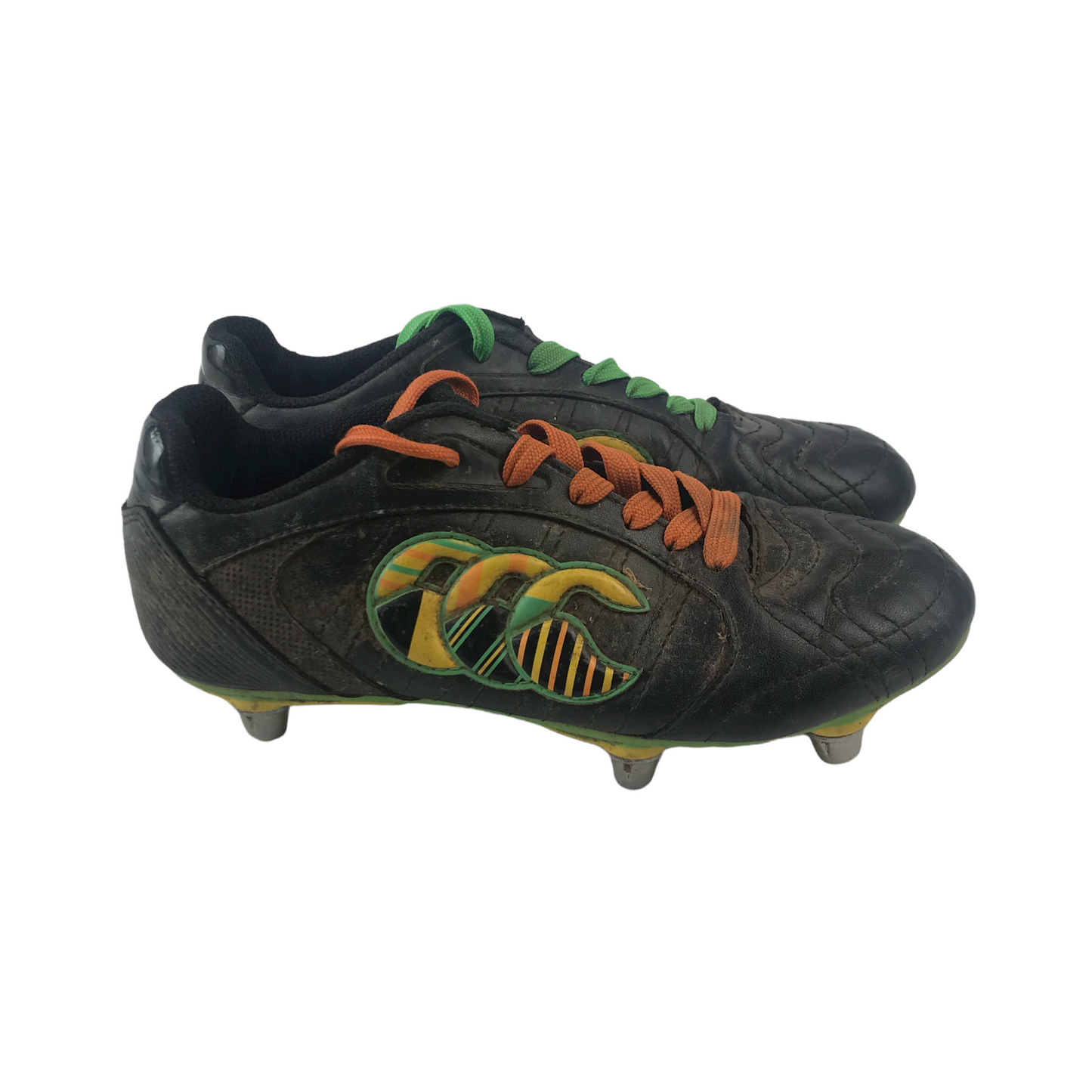 Canterbury Black Green and Yellow Rugby Boots Shoe Size 3