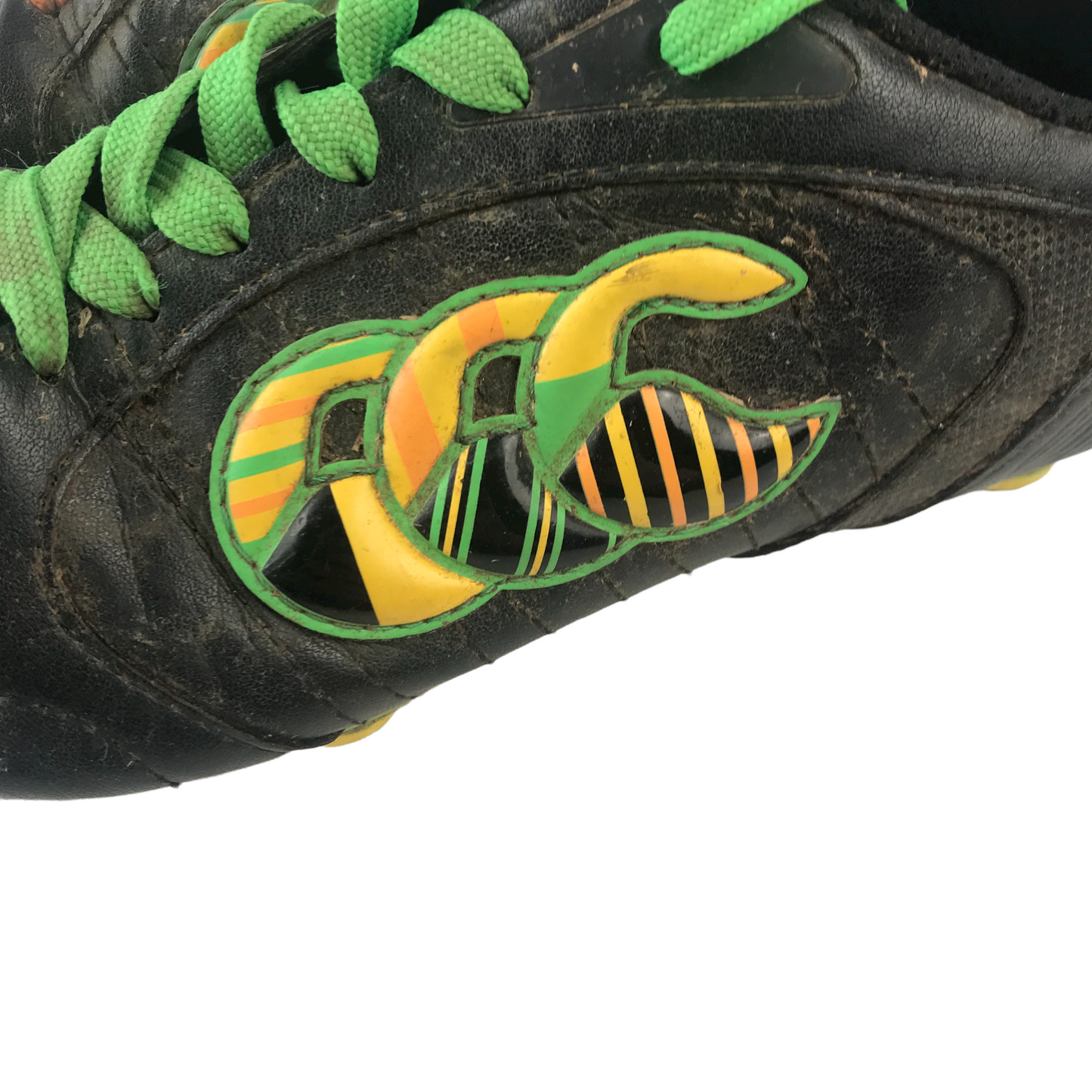 Canterbury Black Green and Yellow Rugby Boots Shoe Size 3