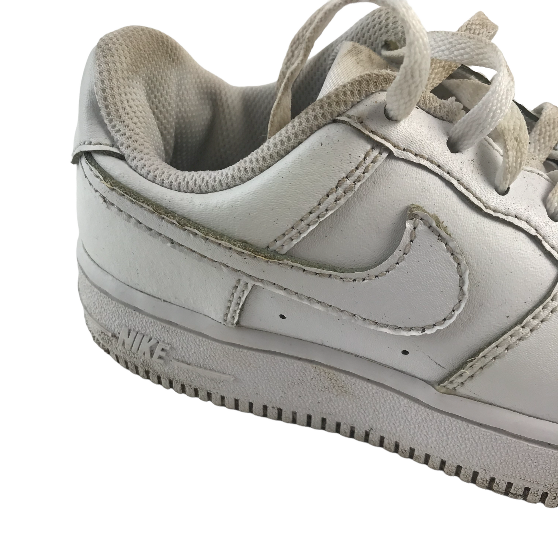 Nike Air Force One Trainers Shoe Size 1 white plain with laces ApparelXchange CIC