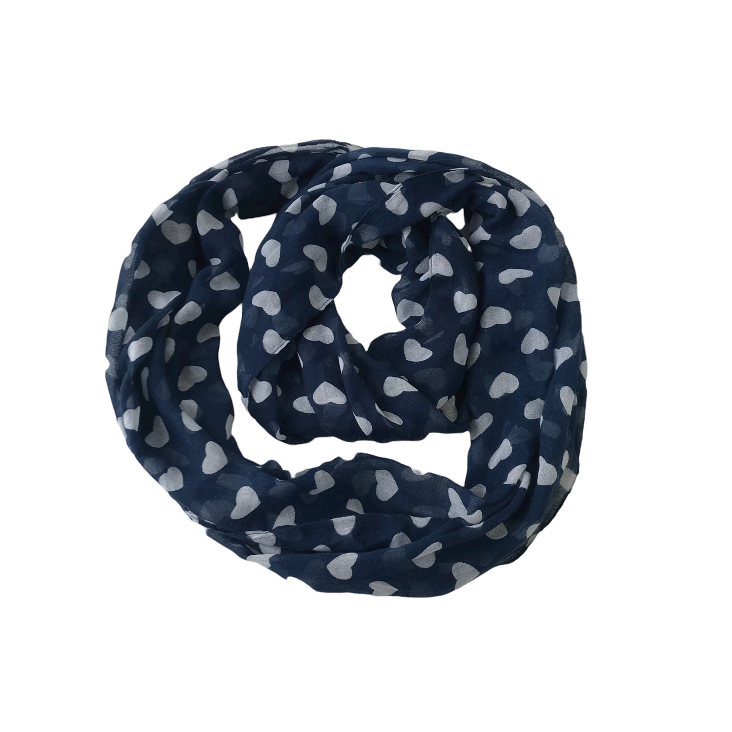 Navy Blue White Love Heart Light Snood Scarf