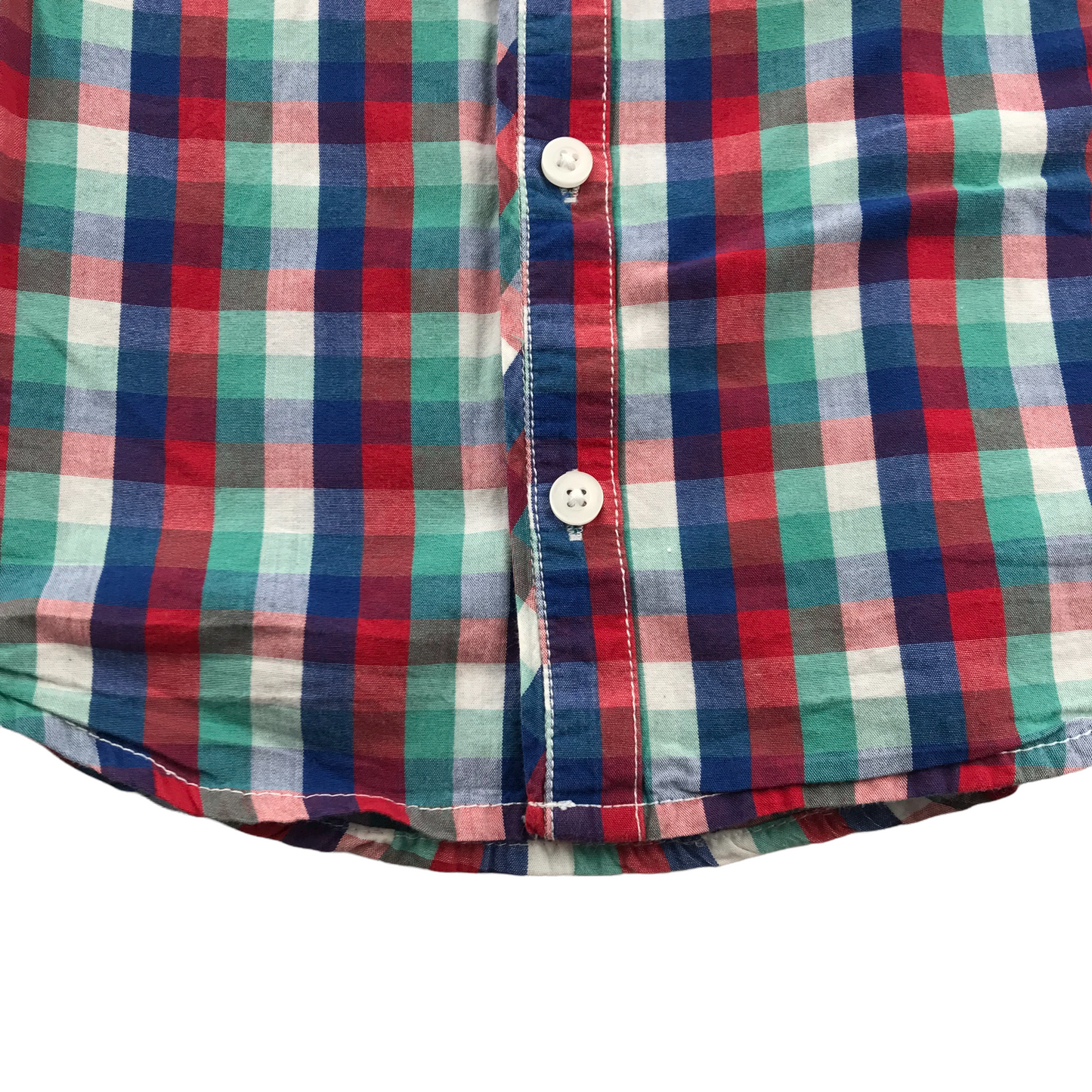 F&F Green Navy and Red Checked Short Sleeve Shirt Age 4