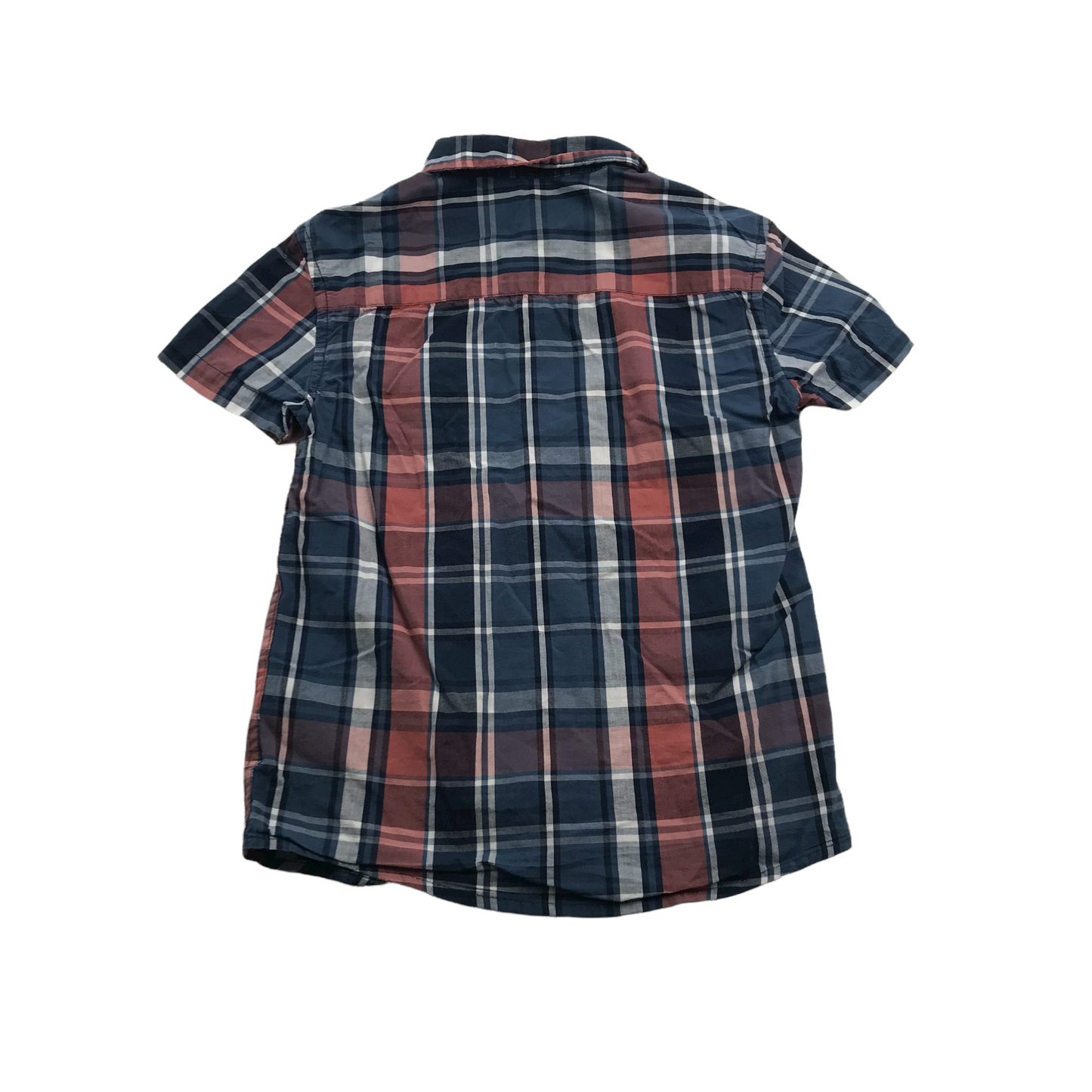 George Navy and Red Checked Short Sleeve Shirt Age 5