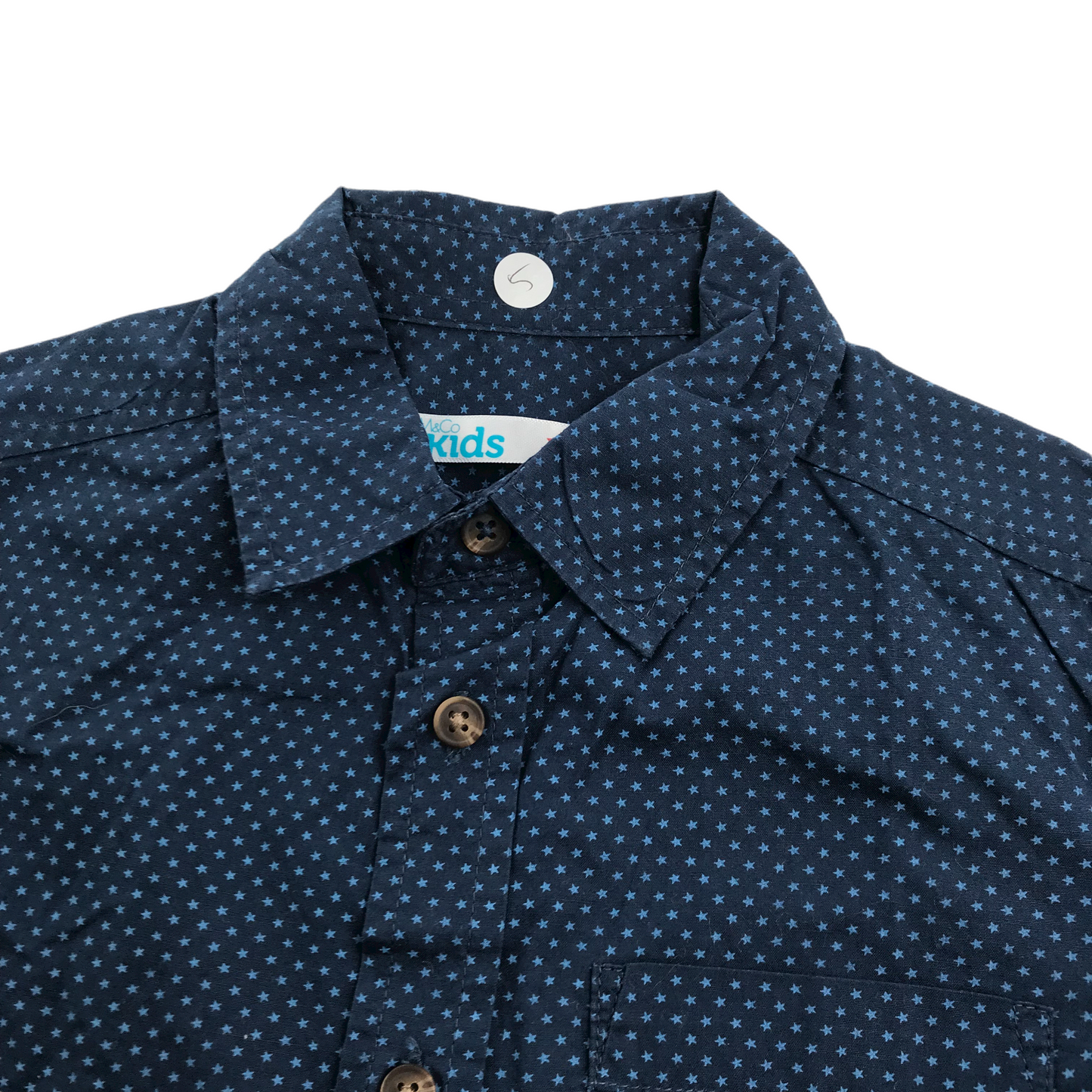 M&Co Navy Blue Starry Short Sleeve Shirt Age 5