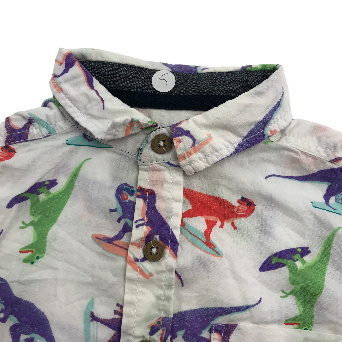 Tu White and colourful Dinosaur Short Sleeve Shirt Age 5