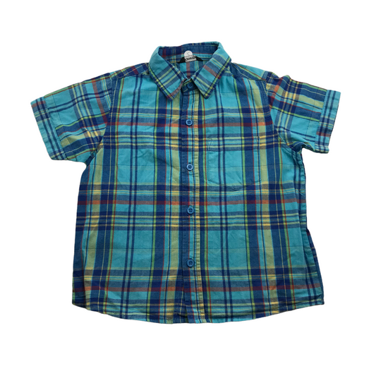 George Blue Checked Short Sleeve Shirt Age 5