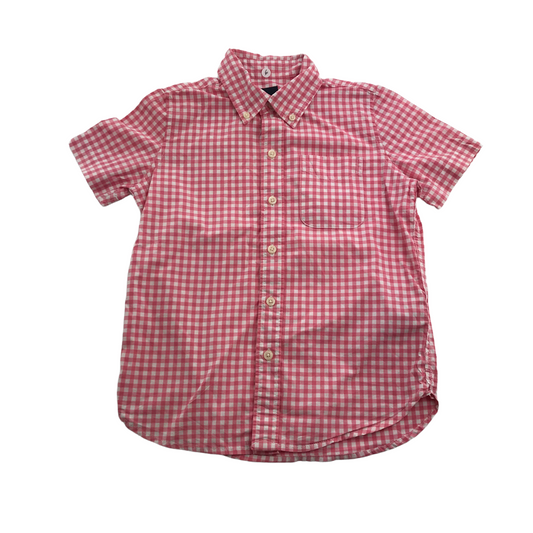 Gap Red and White Checked Short Sleeve Shirt Age 6