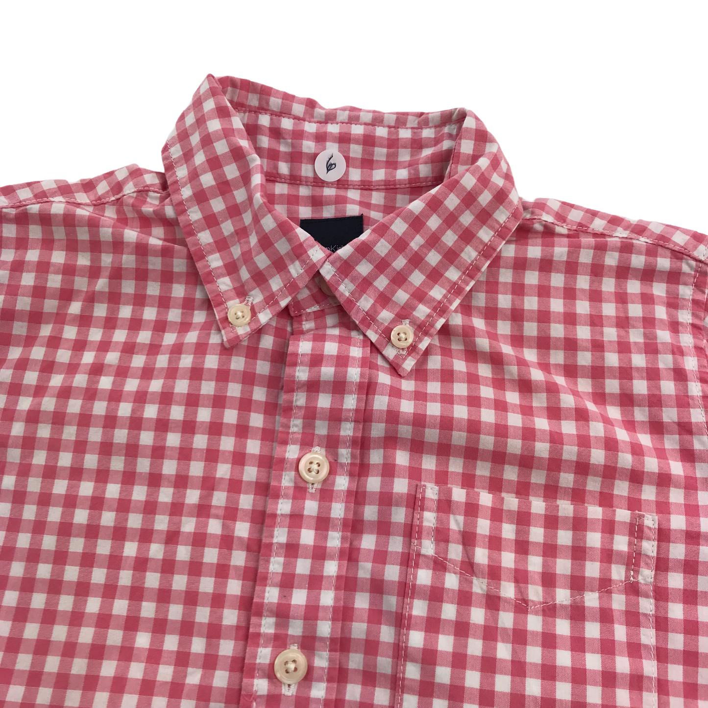 Gap Red and White Checked Short Sleeve Shirt Age 6