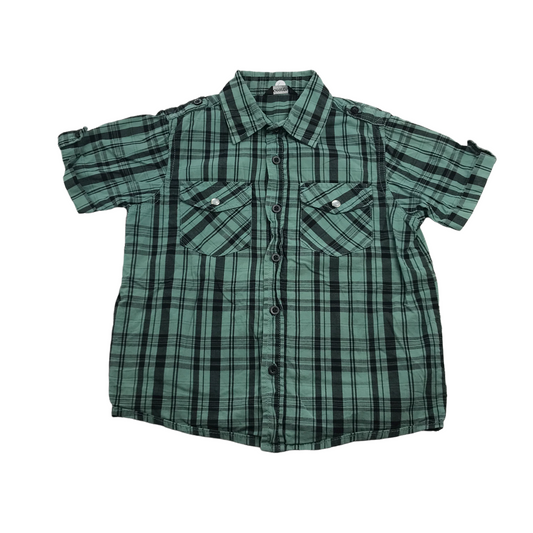 George Mint Green and Black Checked Short Sleeve Shirt Age 6