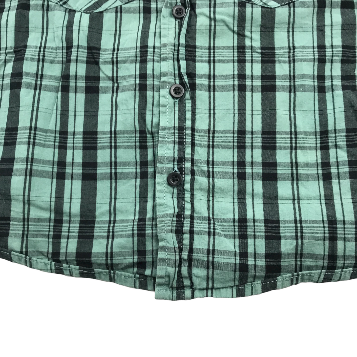 George Mint Green and Black Checked Short Sleeve Shirt Age 6