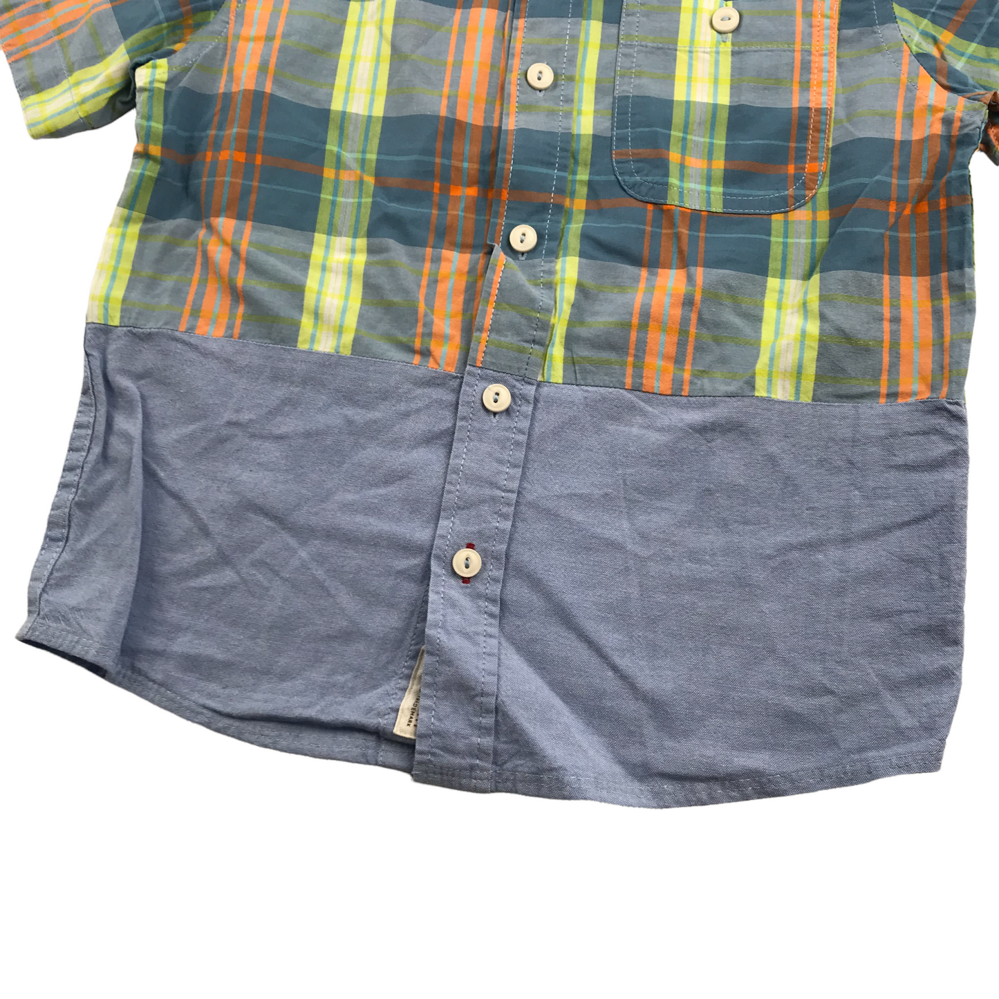 Silver Eight Checked Panel Short Sleeve Shirt Age 6