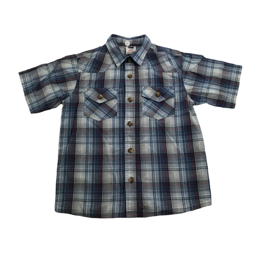M&Co Blue Checked Short Sleeve Shirt Age 6