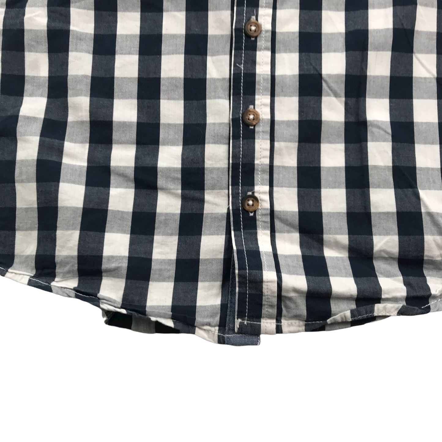 F&F Navy Blue and White Checked Short Sleeve Shirt Age 6